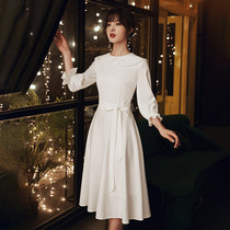 White dress banquet French dress birthday usually wear daily license light wedding dress female