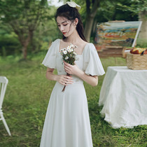 French banquet dress celebrity temperament high-end white host license registration dress can usually be worn in summer