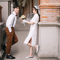 Cheongsam 2021 new improved dress vintage lace Chinese style license registration white small dress female summer