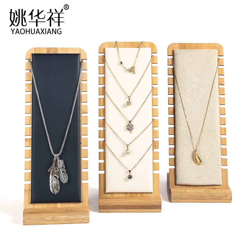Bamboo and wood new necklace display stand Jade pendant bracelet shelf Jewelry display props Jewelry pylons board