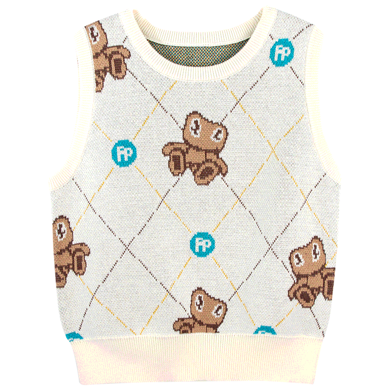 
Frog Prince children's clothing boys knitted sweater spring and autumn new baby sleeveless pullover sweater vest cartoon pure cotton