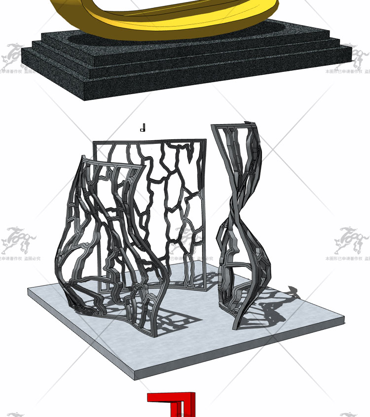 T1902现代创意异形抽象艺术镂空公园广场商业街水景雕塑草...-8