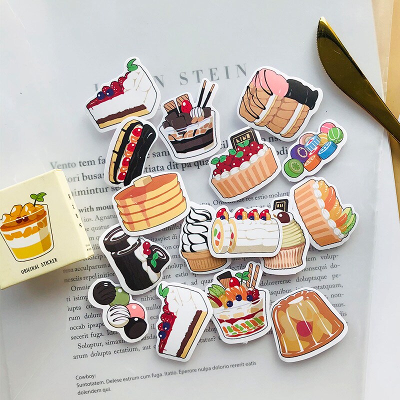The food comes with a taste of 44 handbills BILL STICKERS Cute Decorative Handbill Material Beginner's Wind Day Diary and Paper Cartoon Cane Stickler With Fresh Cartoon Little Pattern