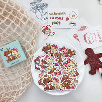 Creative Cartoon Cute Children Stickers Suit And Paper Notebook Hand Ledger Material Crown Bear 44 pieces Girl Hearts Cell Phone Computer Diary Album Decoration Diy Small Sticker Decorative Sticker