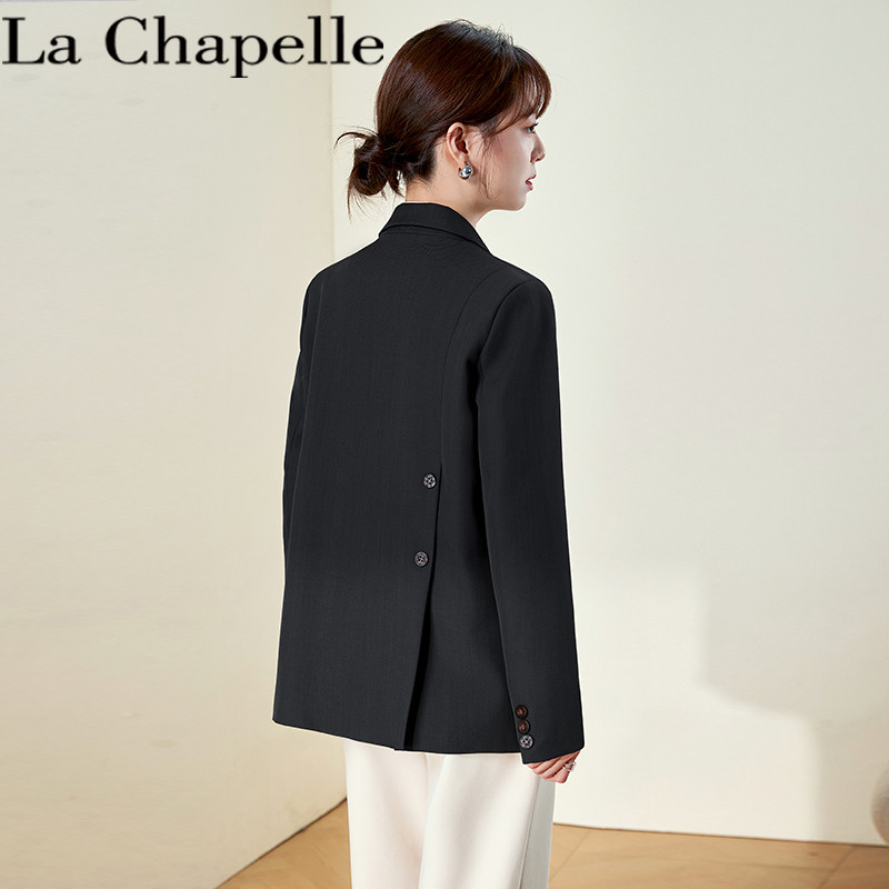 Черный пиджак La Chapelle, женский весенне-осенний костюм 2026 года, новинка, маленький повседневный костюм высокого класса с разрезом на спине