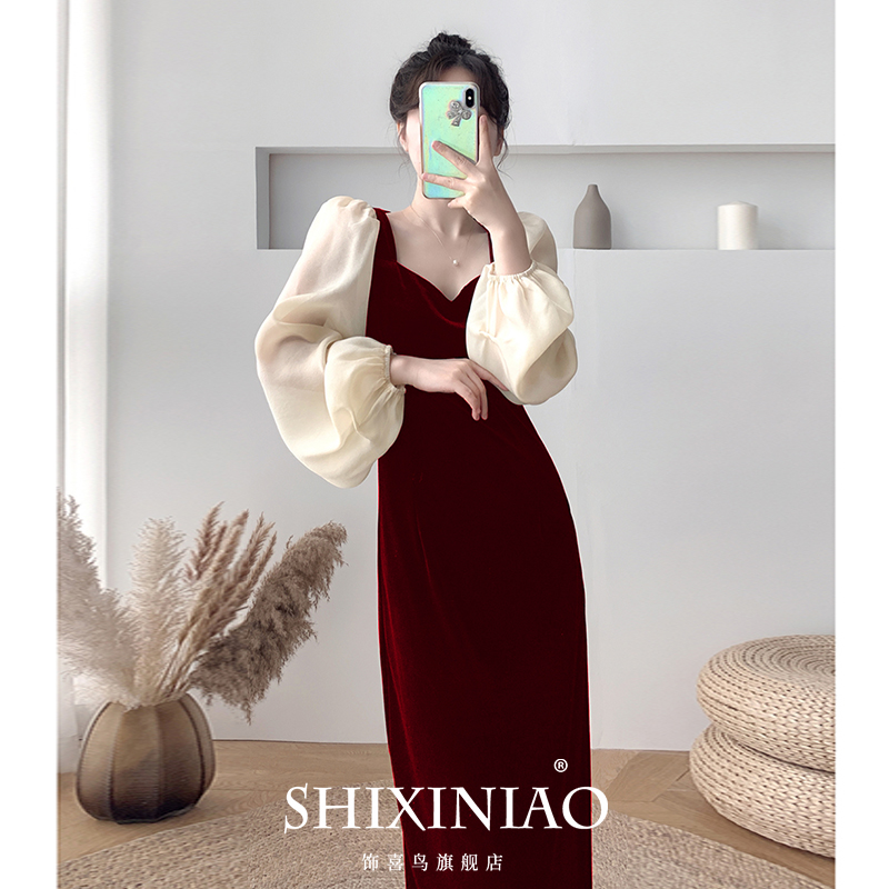 Burgundy summer evening dress for bride, suitable for teen