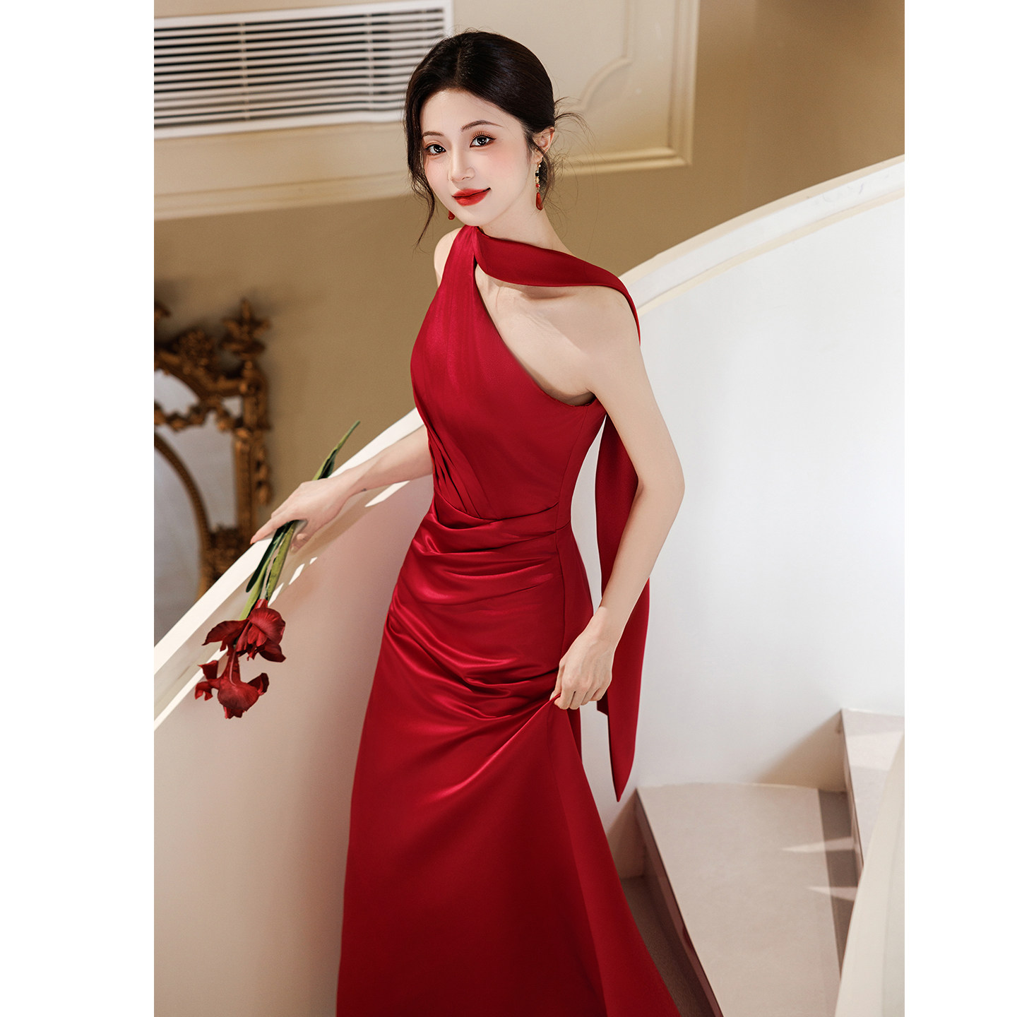 Petite bride alert! new for 2025: mermaid engagement dress. this one-shoulder, sexy red gown will Petite bride alert! new for 2025: mermaid engagement dress. this one-shoulder, sexy red gown will
