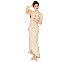 Fishtail toast dress brides high-end Chinese engagement dress can be worn back to the house as casual wedding dress