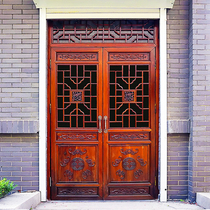 Customized antique door window solid wood grate partition hollow screen Dongyang wood carving background wall retro decoration Chinese style