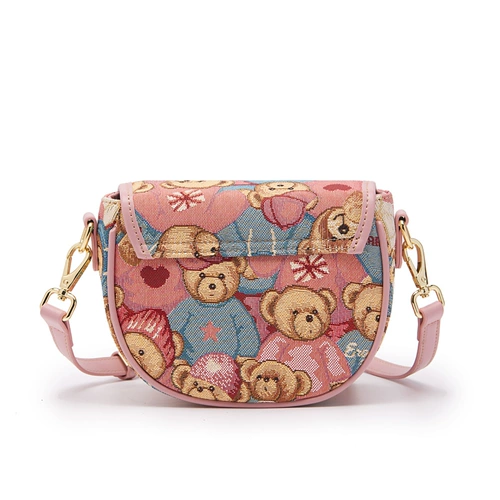 Летняя сумка, небольшая дизайнерская ткань, ремешок для сумки на одно плечо, с медвежатами