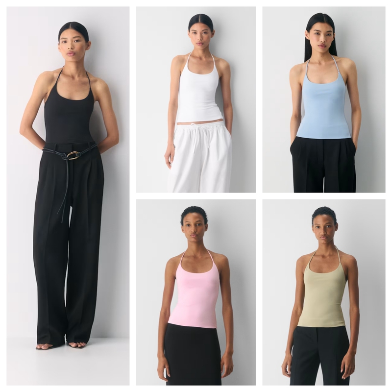 Aritzia Simple and Stylish Halter Neck Tank Top for Women, Summer Slim Fit, Available in Multiple Colors, Versatile for Everyday Wear Aritzia Simple and Stylish Halter Neck Tank Top for Women, Summer Slim Fit, Available in Multiple Colors, Versatile for Everyday Wear