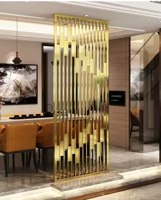 Stainless steel screen titanium alloy new Chinese-style entrance partition hollow decoration custom-made light luxury hotel background wall