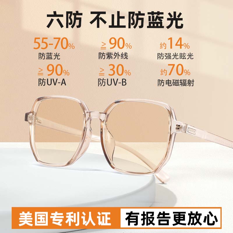 近视抗蓝光防辐射眼镜：女款茶色大框护目镜，守护你的明亮双眼✨