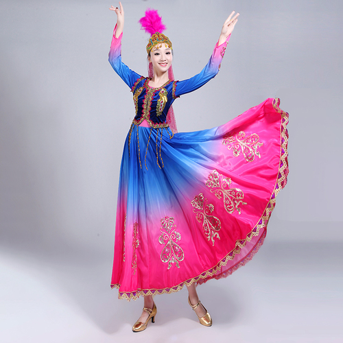 Chinese folk dance dress for women Xinjiang Dance Costume performance costume Female Minority style Uyghur performance big swing skirt