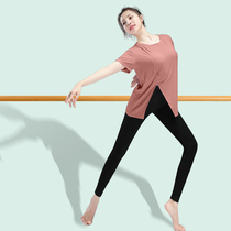 Dance practice suit Body class training clothing Womens short sleeve blouse loose modern Chinese classical dance clothes summer