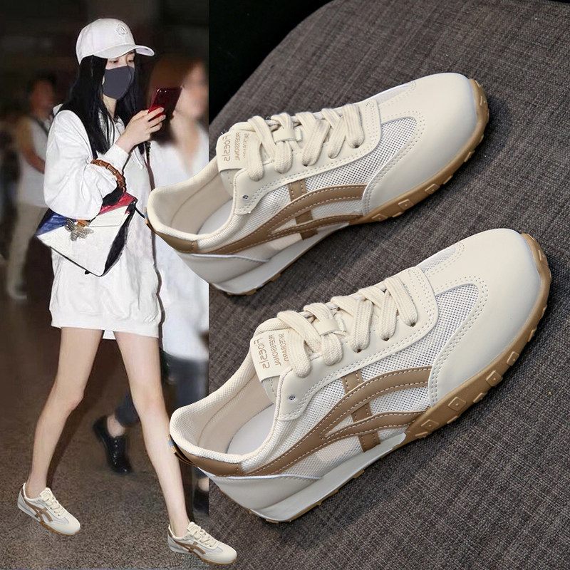 Brand Clearance Breathable Mesh Sneakers for Women, Summer Thin Genuine Leather Versatile White Casual Sports German Training Shoes