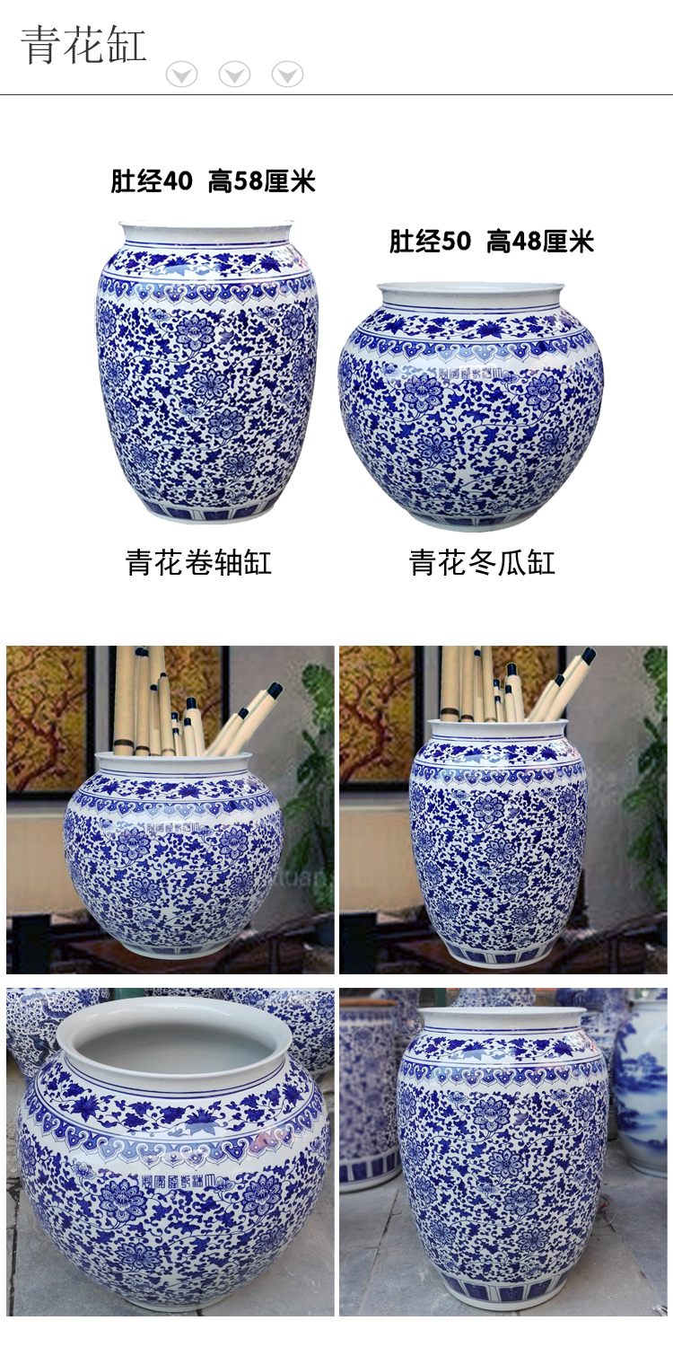 Jingdezhen ceramics receive cylinder barrels of hand - made variable quiver of calligraphy and painting scrolls of calligraphy and painting and calligraphy cylinder vase