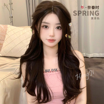 Lace wig wig womens long hair full head cover type medium big wave high temperature silk long curly hair imitation hair wig