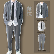 Fall new casual suit suit mens loose Korean version trendy rufflet-handsome long sleeve suit jacket for mens jacket