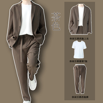 Spring Thin Suit Suit Mens Loose Korean Version Trend Casual Suit Youth Mens Ruffi Blouse Jacket Fry