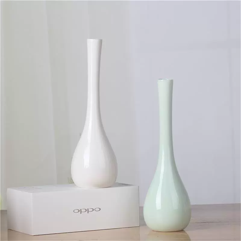 Sứ trắng sứ chai hoa cắm hoa trang trí celadon bình nhỏ Guanyin chai cho Phật Zen bình - Vase / Bồn hoa & Kệ