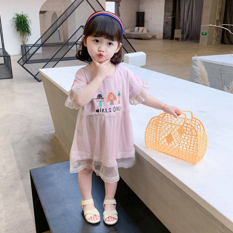 Girl Ocean Dress Summer Dress 2022 New Korean Version Children Baby Summer Foreign Pie Fairy Short Sleeve Princess Dress