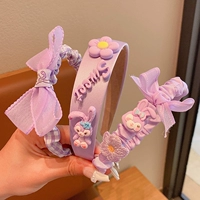 Сиреневый комплект с бантиком, цветочный принт