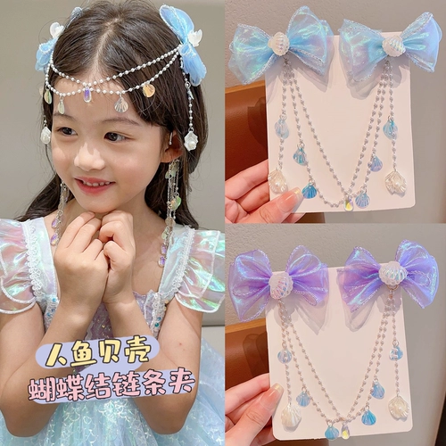 Детская цепочка, ожерелье, серьги для принцессы, аксессуар для волос, ханьфу с кисточками
