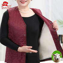 Middle-aged and elderly womens clothing mother wool fur one-piece waistcoat elderly grandmother cotton vest wool vest winter cotton coat