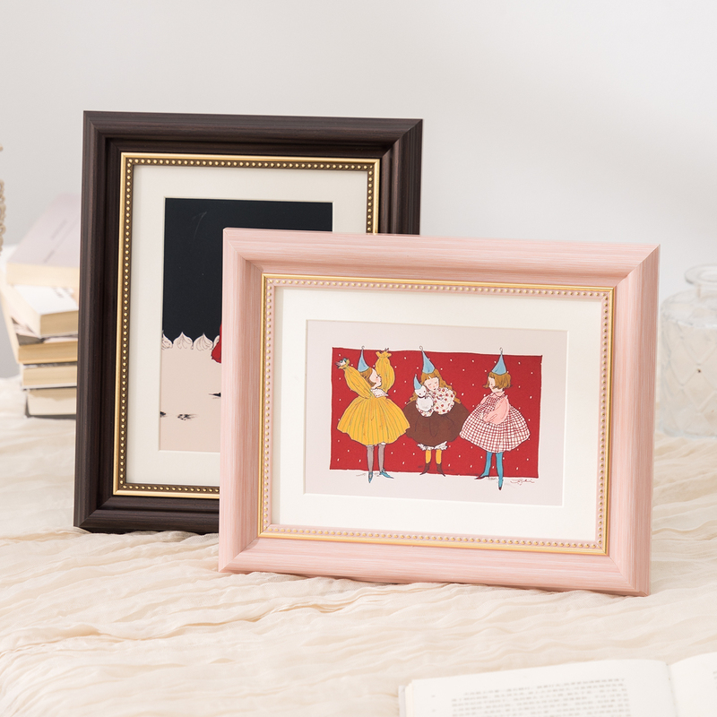 American Retro Pink Photo Frame Display Stand 6inch 8inch Photo Printing Wall Hanging DIY Cute Decorative Frame Empty Frame