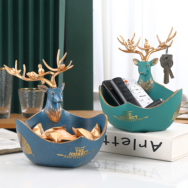 Lucky deer door key storage shelf Entrance desktop sundries storage box Living room creative ornaments Decorations Nordic