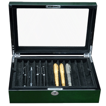 High-end pen containing box wood baking lacquered with lock double layer large capacity gold pen case ink Moussacs integrated collection box