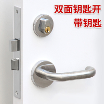 Double-sided key fire door lock fire door lock lock modified two-sided key double open pipe lock hydropower well lock