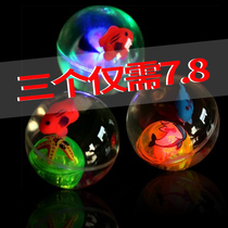Childrens luminous elastic crystal ball with rope Large luminous bouncing ball Solid crystal ball glitter hand throw jumping ball