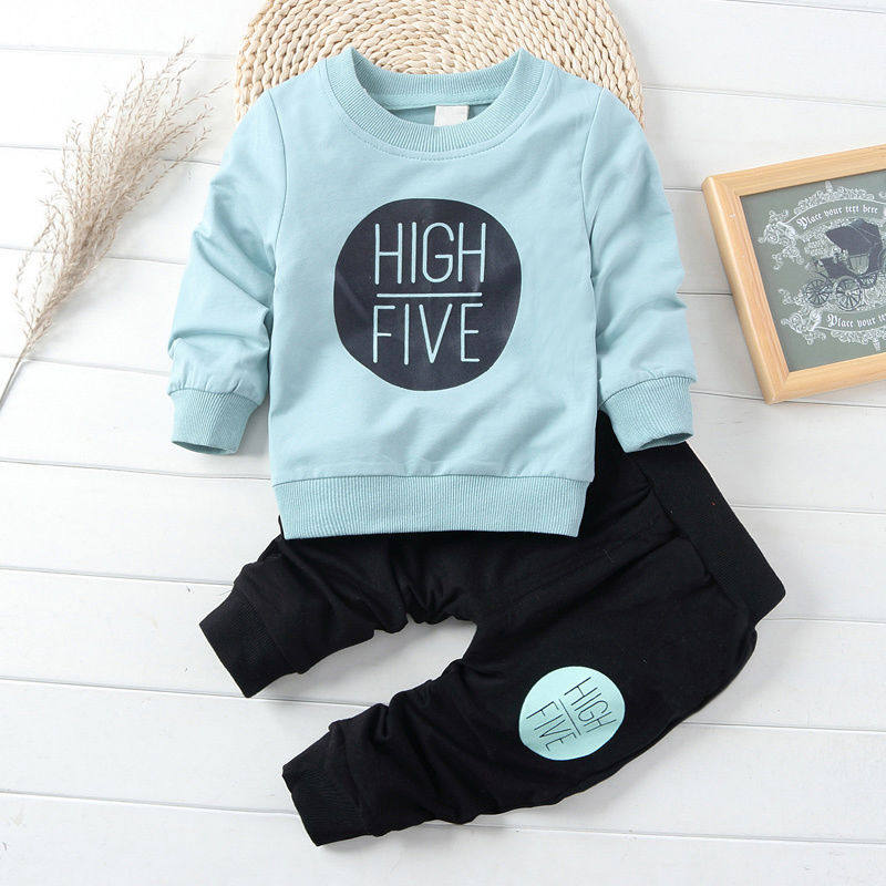 (Tops and pants)Men's and women's children's baby autumn long sleeve suit 0-5 years old infant children's autumn out clothes