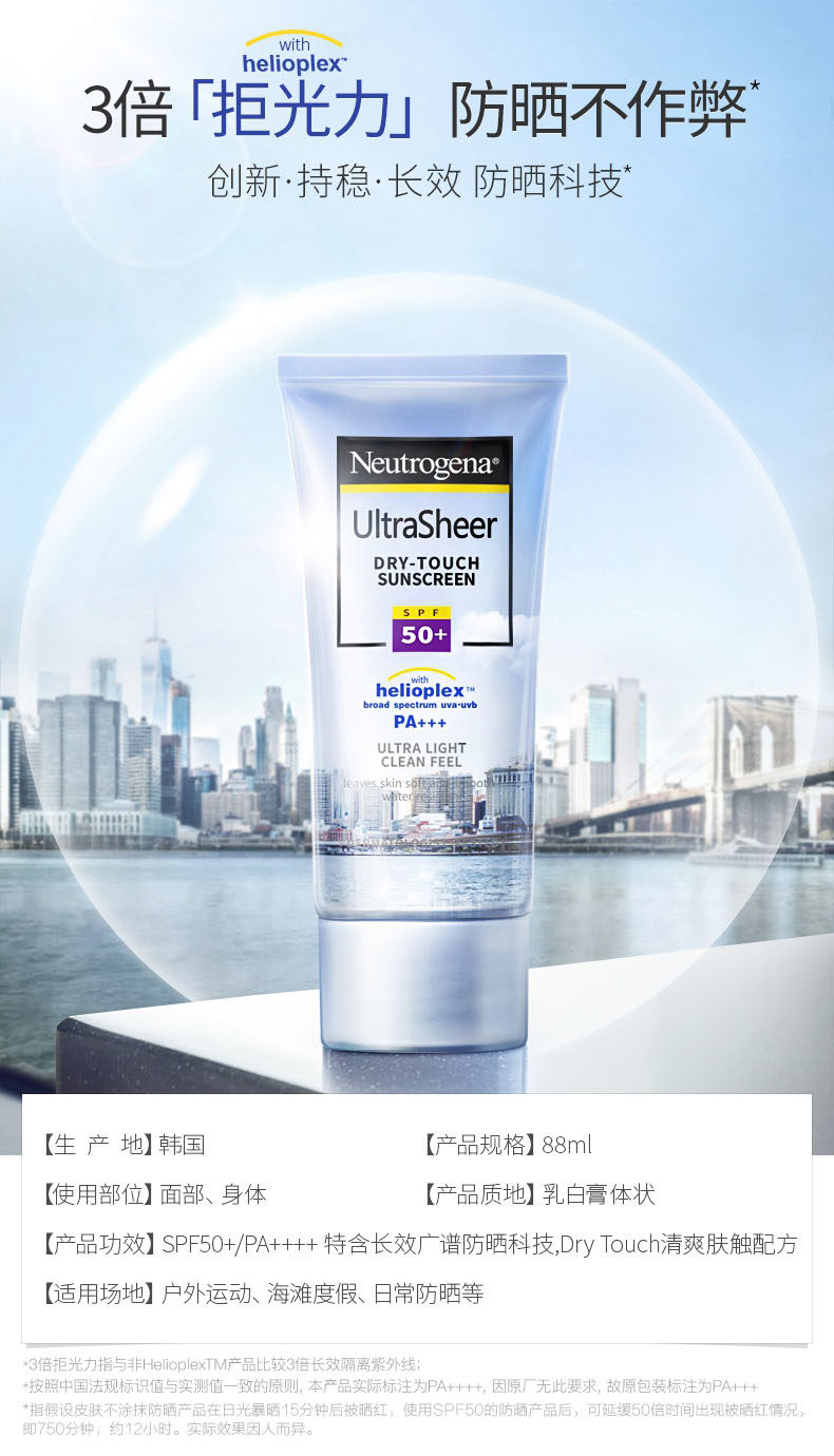 美国强生旗下 露得清 轻透防晒乳 SPF50+ 88ml 图1