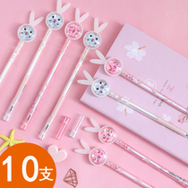 Korean creative gel pen cute hipster students with ins girl heart simple 0 38 black water pen personality super cute Korean Cartoon Net red signature pen set full needle tube carbon stationery