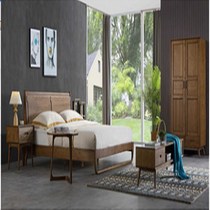 Logstyle Log Style Nordic Solid Wood Bed and Bedside Table Home Environmentally Friendly High Quality Home