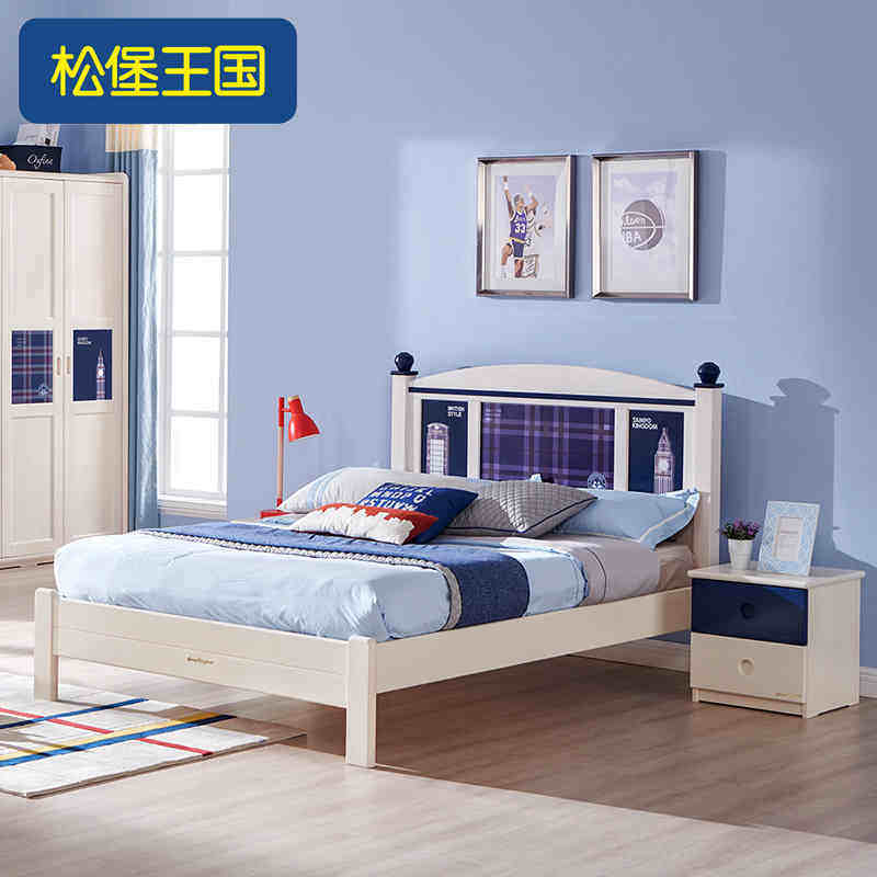 Songbu Kingdom Children's solid wood bed boy single double pine wood Nordic pine wood modern minimalist student bed furniture