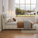 Кремовая двуспальная кровать кожаная кровать Yuqin French Style