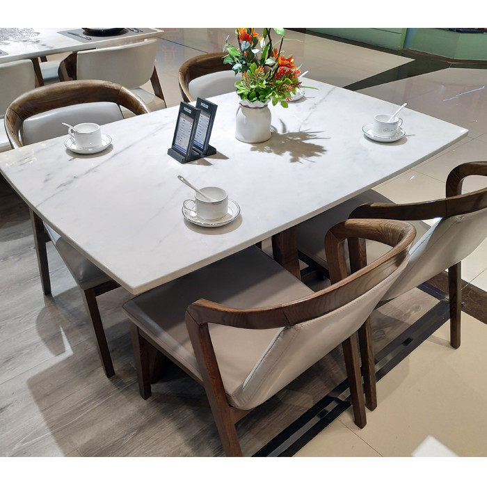 Shang Lan super comfortable marble dining table simple modern dining table and chairs combination long solid wood 4 people table