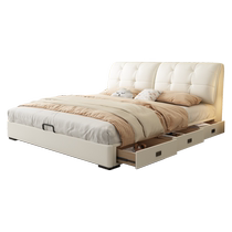 Zomu multifunctional leather bed modern simple smart bed master bedroom high-end atmospheric double bed with light drawer storage