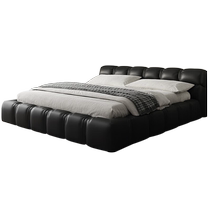 Tao Yi Italian light luxury leather bed black leather bed modern simple Internet celebrity puff bed high-end wedding bed master bedroom king bed