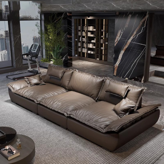 Sofá de cuero minimalista italiano Shixi, pequeño apartamento, sala de estar minimalista moderna, muebles de sofá rectos de cuero para el hogar