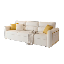 Haishe Yunzao small apartment sofa bed dual-purpose Napa leather multi-functional sitting and sleeping living room foldable telescopic sofa