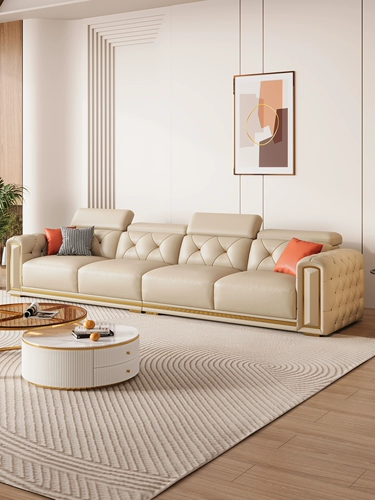 Gufei, американский кожаный диван первого слоя с кнопкой, гостиная, светлый, роскошный, большой и маленький салон в итальянском стиле, кожаный диван на вилле Тайпин