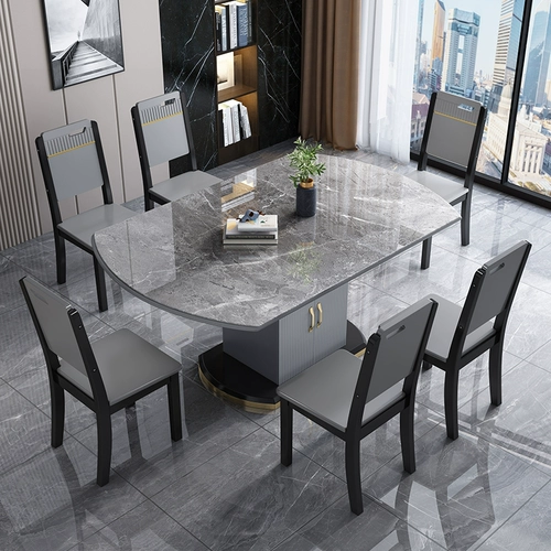 雅麦嘉 Итальянский легкий роскошный современный светлый светло -рок -тарелка Столовый стол простые квадратные круги