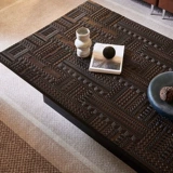 奈杰尔 Журнальный столик в бельгийском стиле в стиле ретро, ​​дубовый черный журнальный столик с ручной резьбой для гостиной, элитный чайный столик