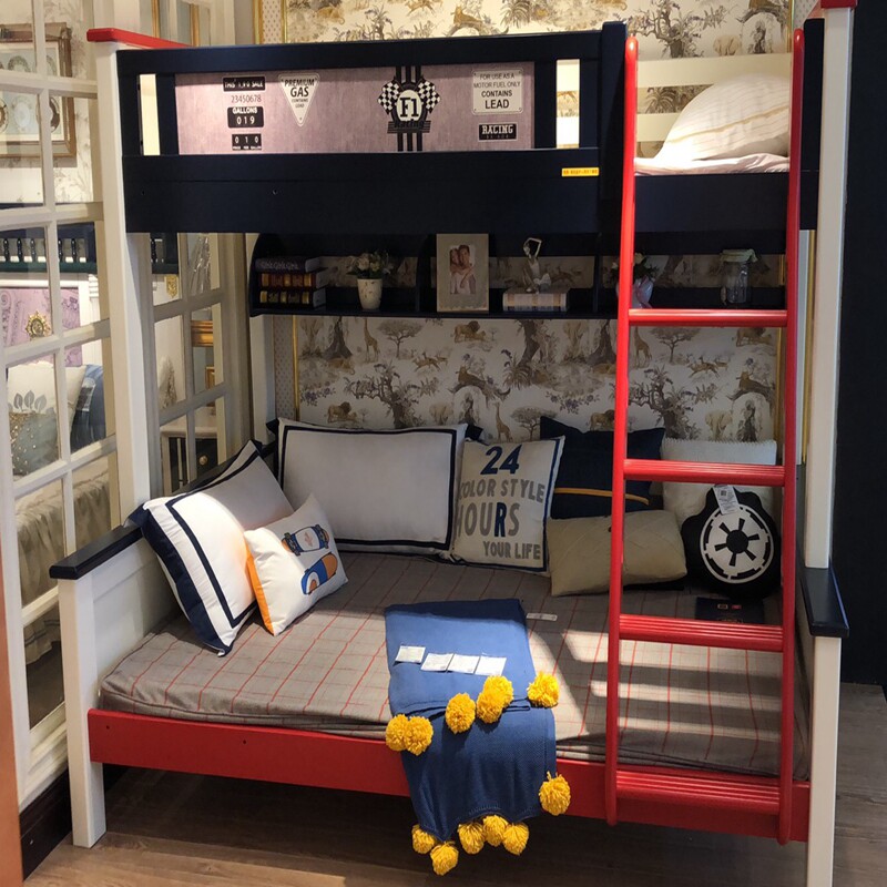 Multi Love Children Twin Beds Bunk Bed Bunk Bed Adults Primary-secondary bed mother and son High and low bed Full solid wood small family-Taobao