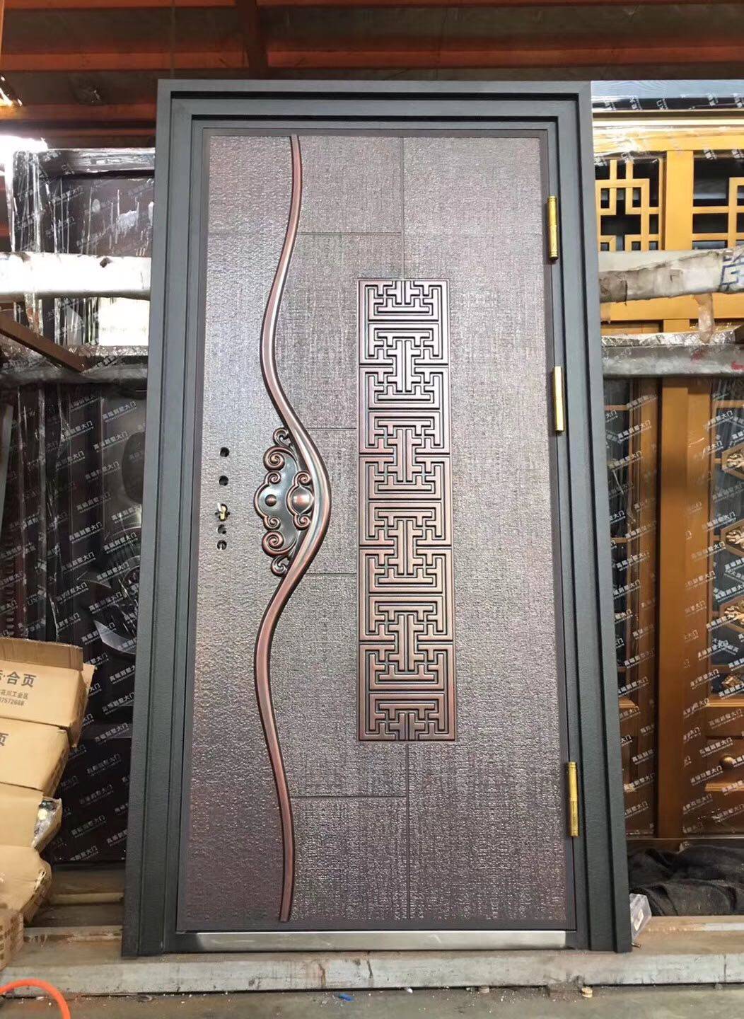 Dragon A security door entrance door entry door solid wood windproof silent home door mirror anti-prying safe installation LJ6008